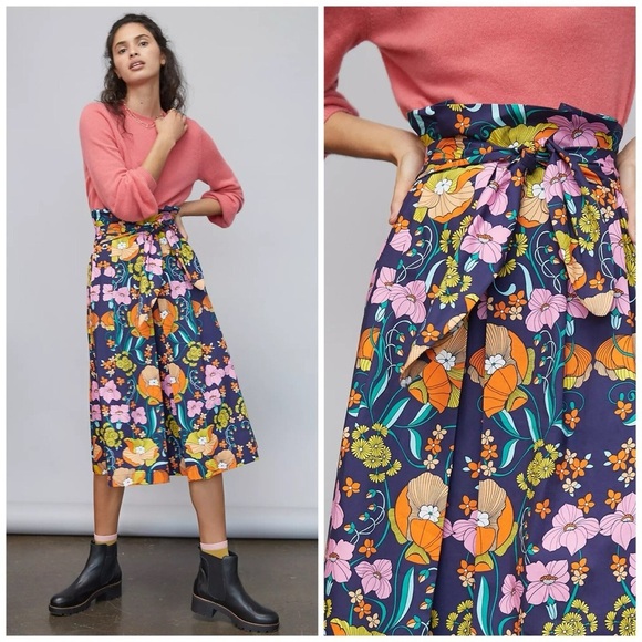 Anthropologie Corey Lynn Calter Skirt Womens Small Kyla Belted Mod Floral Artsy - Picture 1 of 9